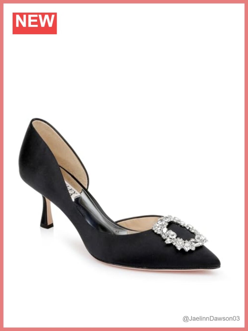 Badgley Mischka Fabia II Kitten Heels Crystal Buckle Leather